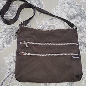 Baggalini Multi Compartment Brown Cross Body Bag EUC